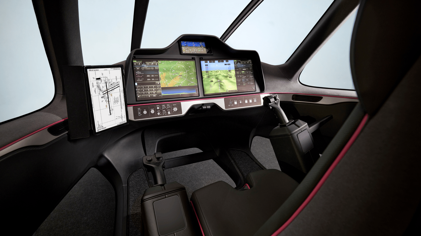 The fly-by-wire flight control system accepts inputs from left and right inceptor joysticks