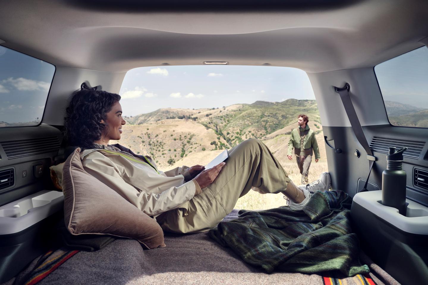 The "terrace-like" tailgate area is a defining feature of the new Santa Fe design, guided by research showing customer interest in car camping and gear-heavy outdoor activities