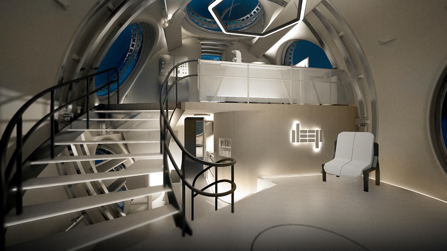Sentinel's interior looks relatively spacious and would include socializing areas for scientists