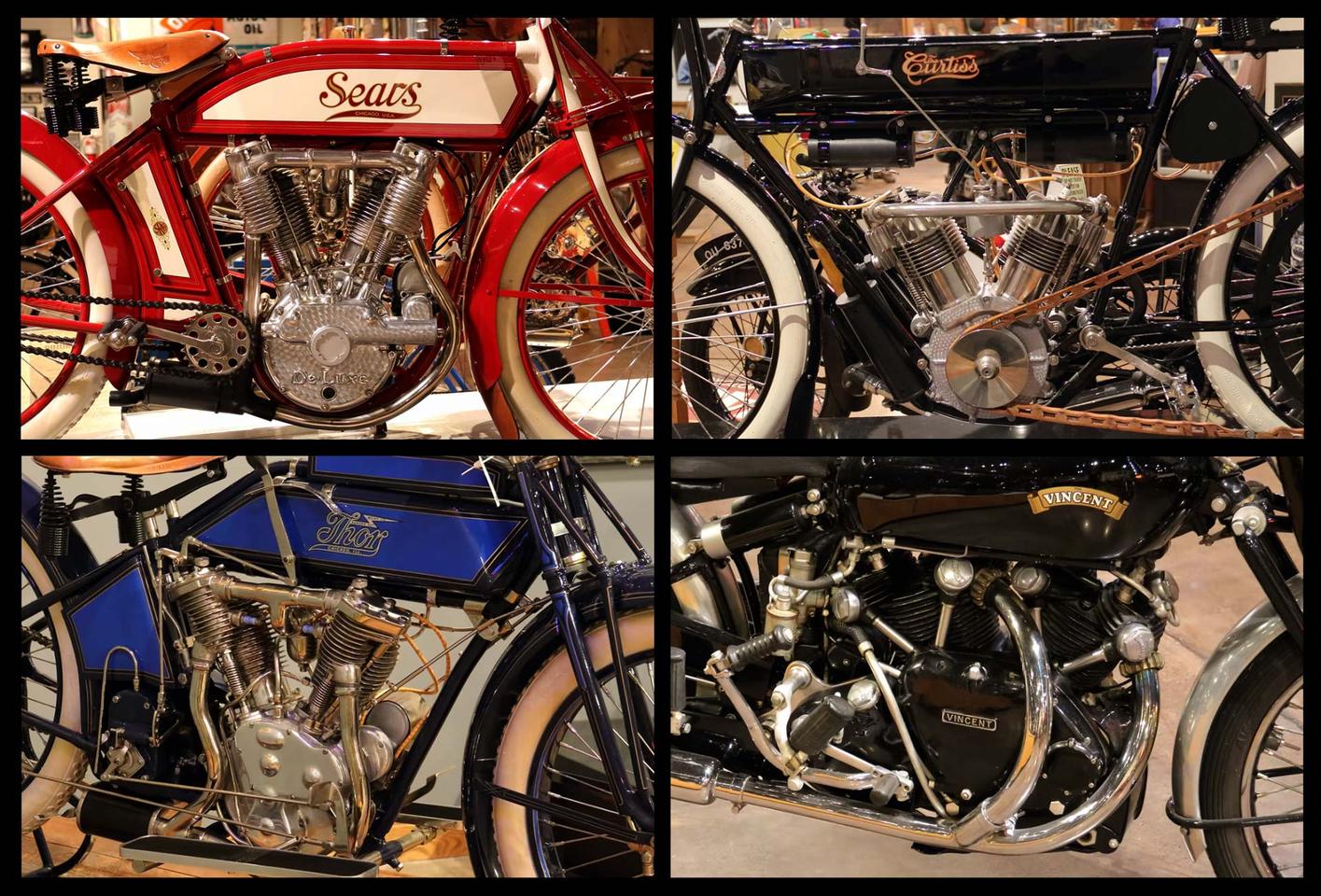 The sale included almost all of the great v-twin motorcycles of history: from Ducati to Curtiss, Brough Superior, Vincent, Flying Merkel, Excelsior and lots of Harley-Davidsons and Indians.