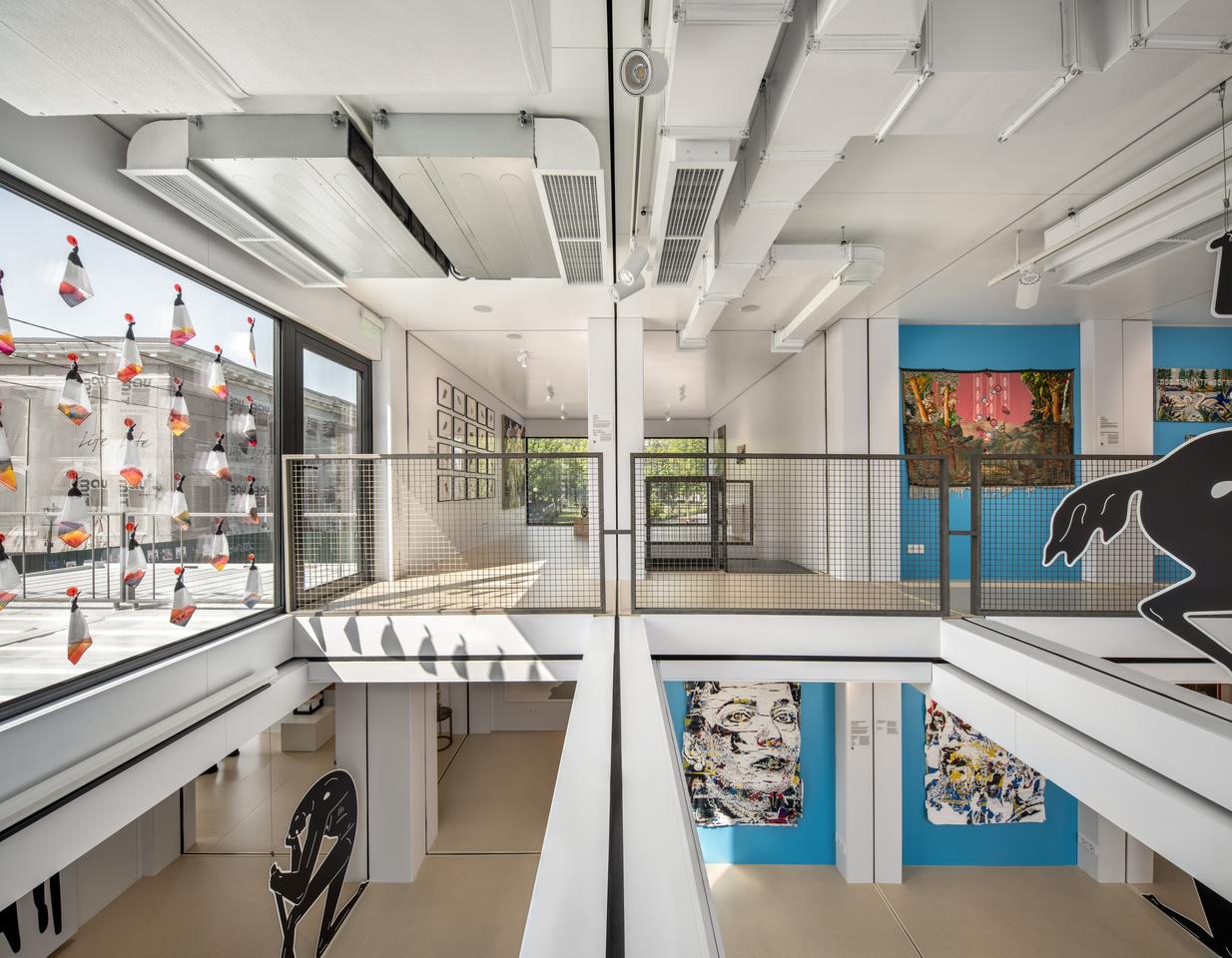 MOT's interior design incorporates metal beams and sheets from iron and steel works which have been areas of heavy fighting in the war
