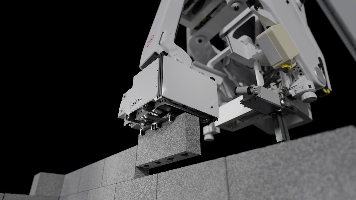 The system uses a construction adhesive that's stronger than mortar and dry within 45 minutes