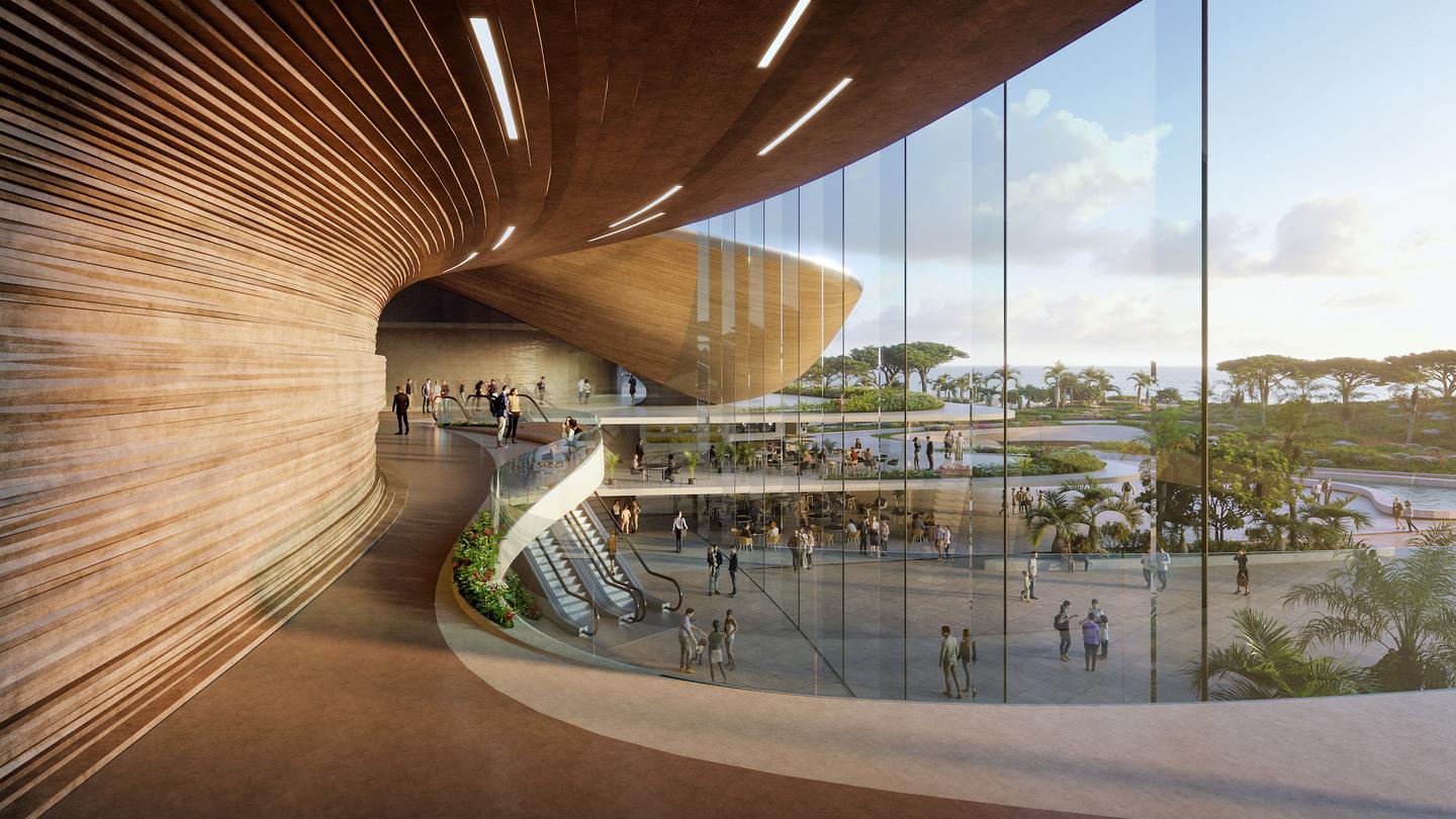 The Sanya Cultural District's cultural center will feature expansive glazing, maximizing daylight inside