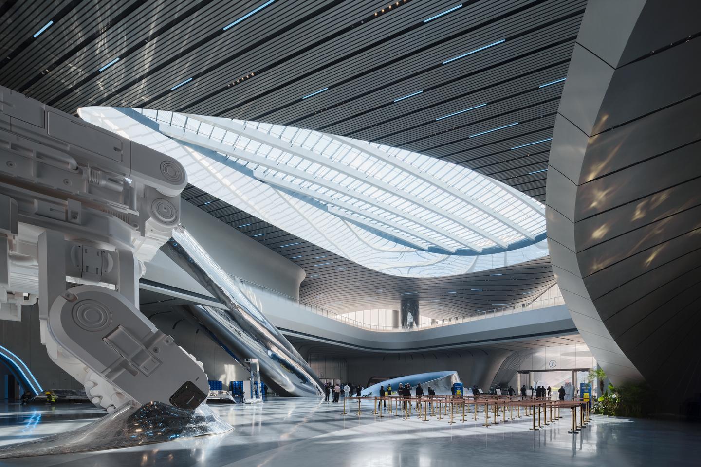 The Chengdu Science Fiction Museum's atrium is naturally illuminated by a large skylight