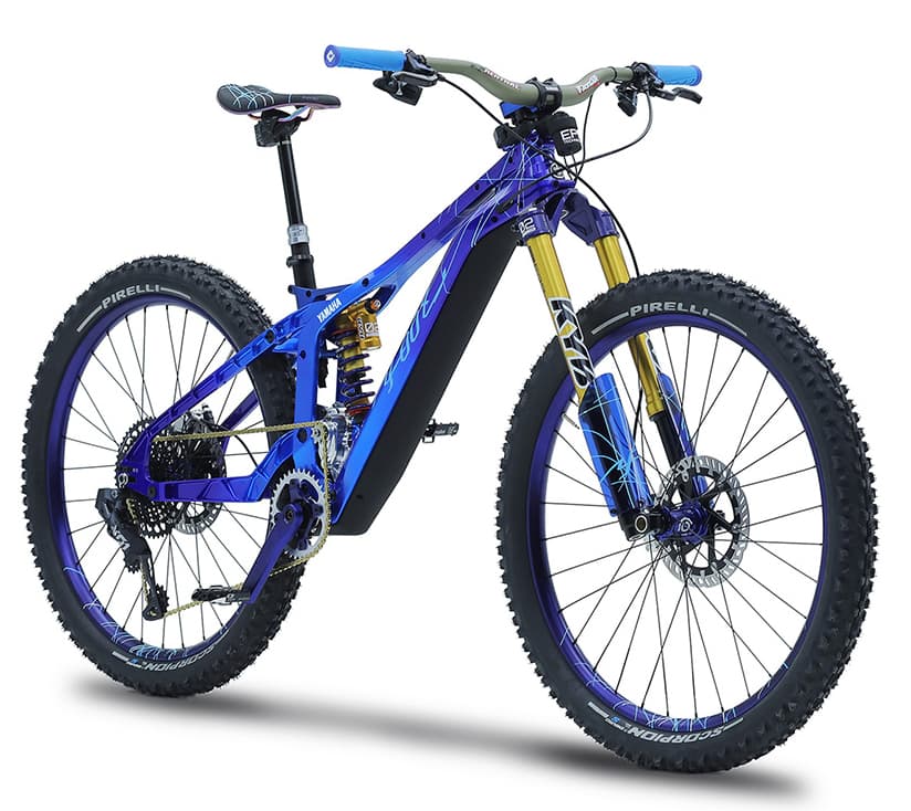 Yamaha's Y-00Z MTB concept uses a split drive unit and power steering. If you've got any idea why, please enlighten us in the comments!
