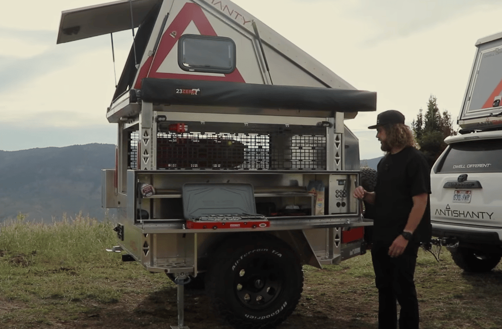 The side cargo boxes double as kitchen counters