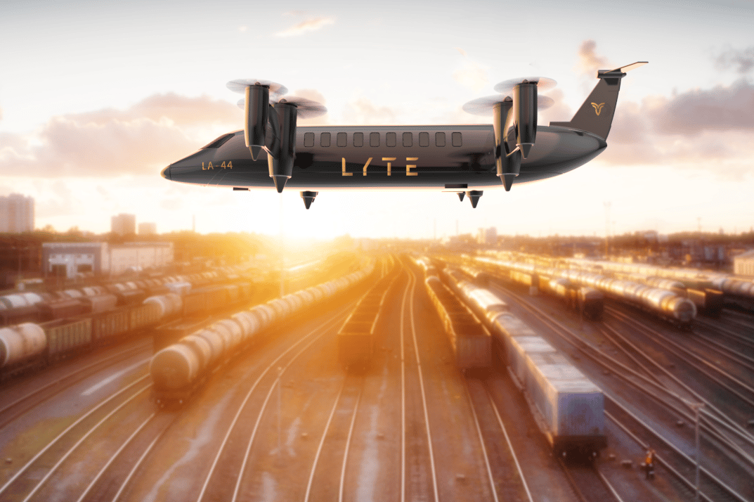 A 44-seat VTOL SkyBus, capable of flying helipad to helipad across town and between regional hubs
