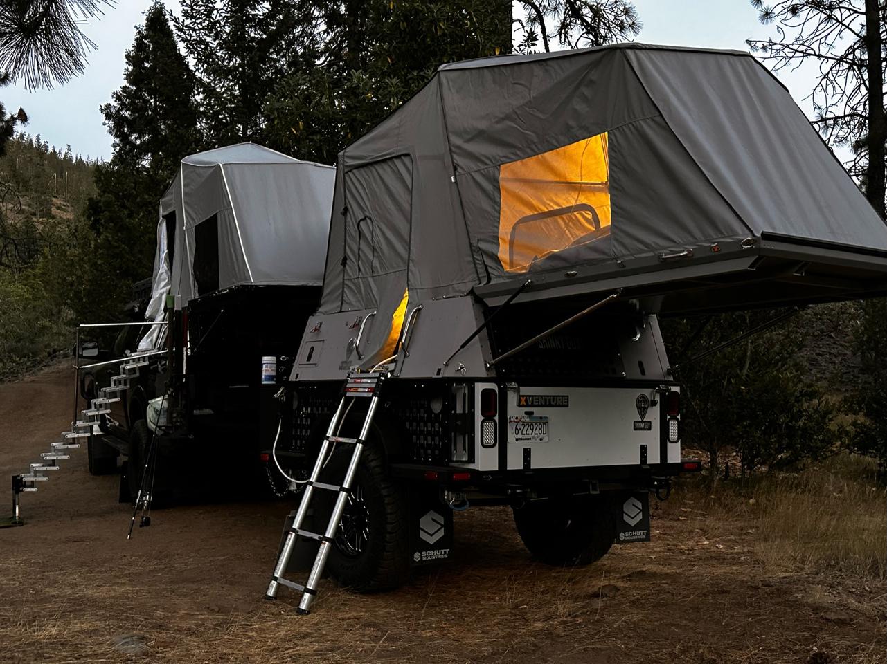 The Skinny Guy 6.5 camper fits neatly inside the XVenture XV-2 cargo box just like in a pickup