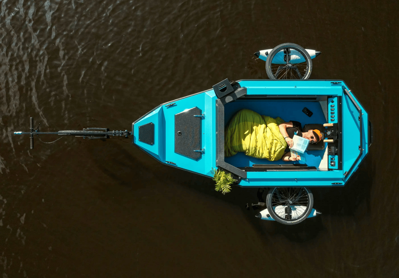 The BeTriton trailer looks best for solo camping trips but is designed to squeeze in two adults