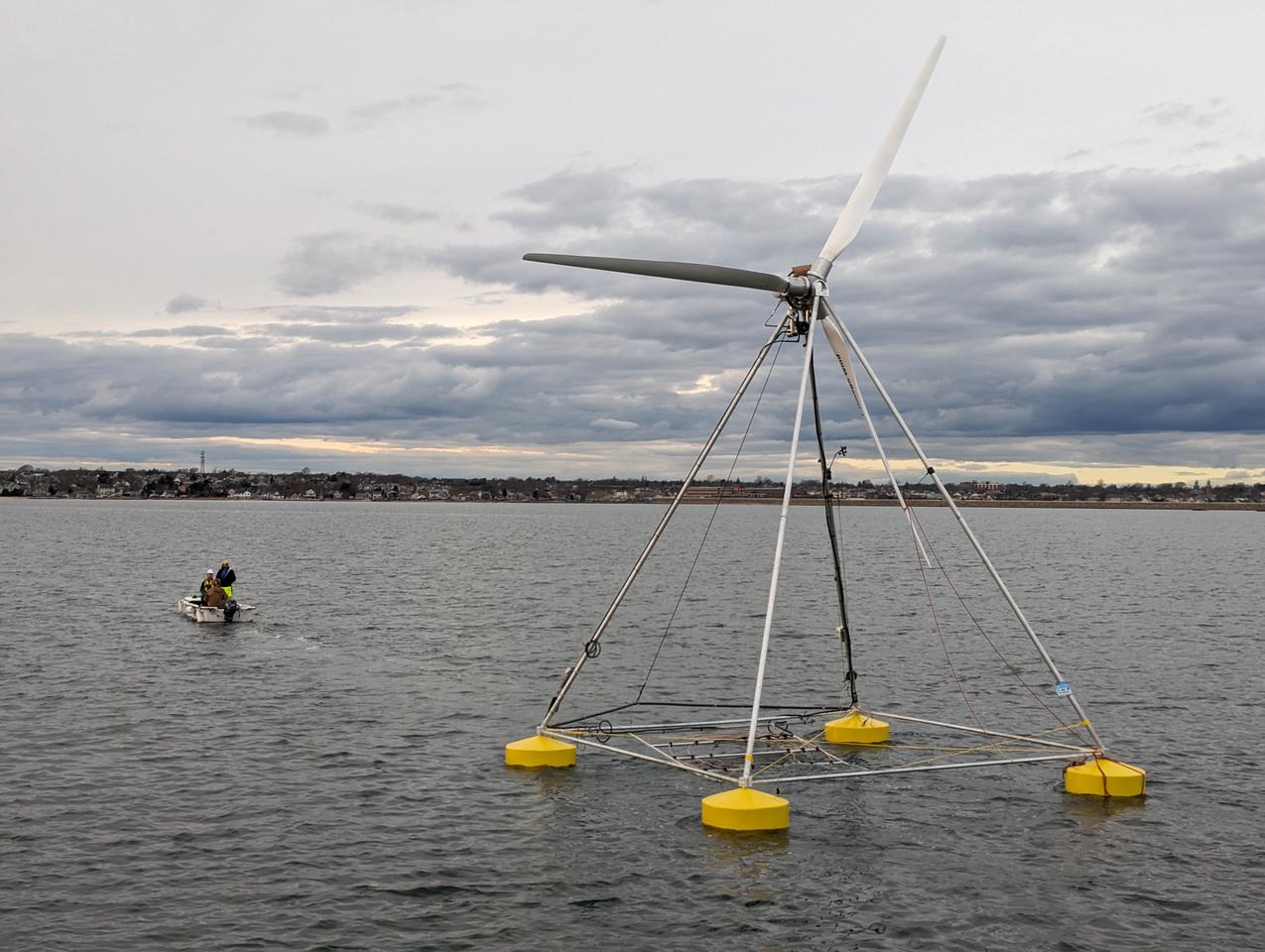 T-Omega has deployed a 1/16th scale prototype of its revolutionary floating wind turbine design