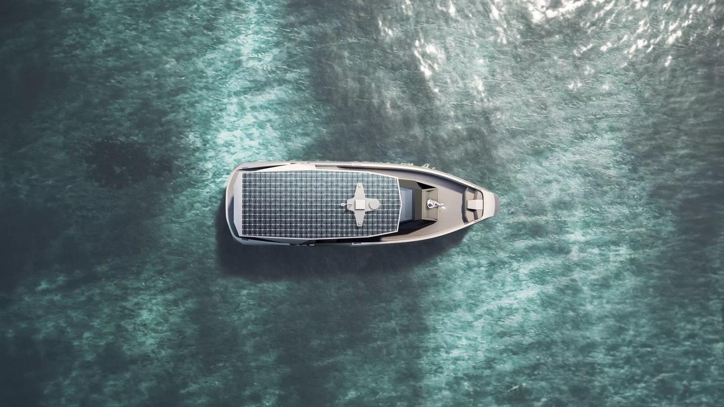 In addition to plugging in between day trips on the water, the 400-kWh battery pack can be topped up by rooftop solar panels