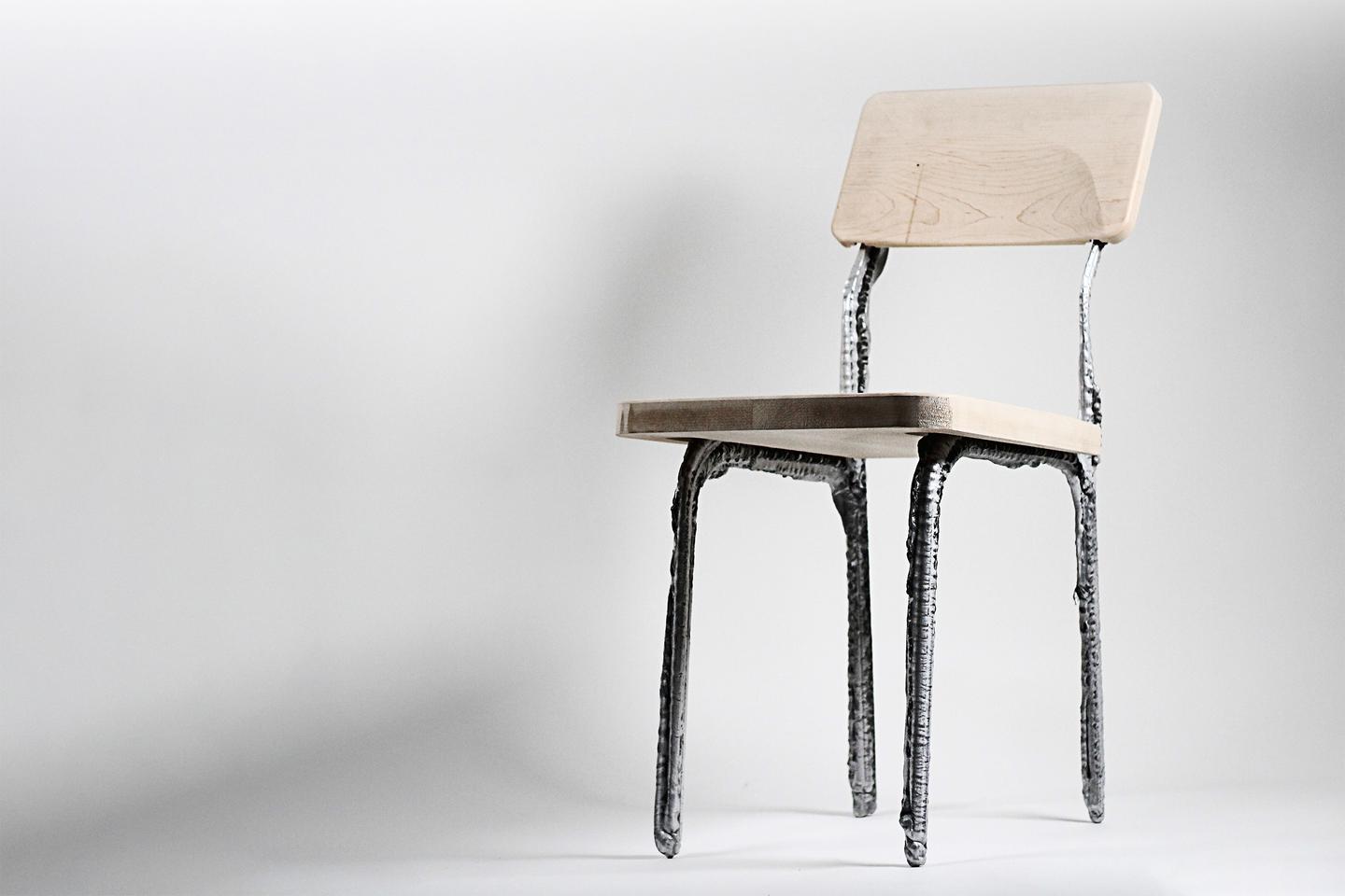 The researchers demonstrated the LMP process by printing aluminum table legs and chair frames