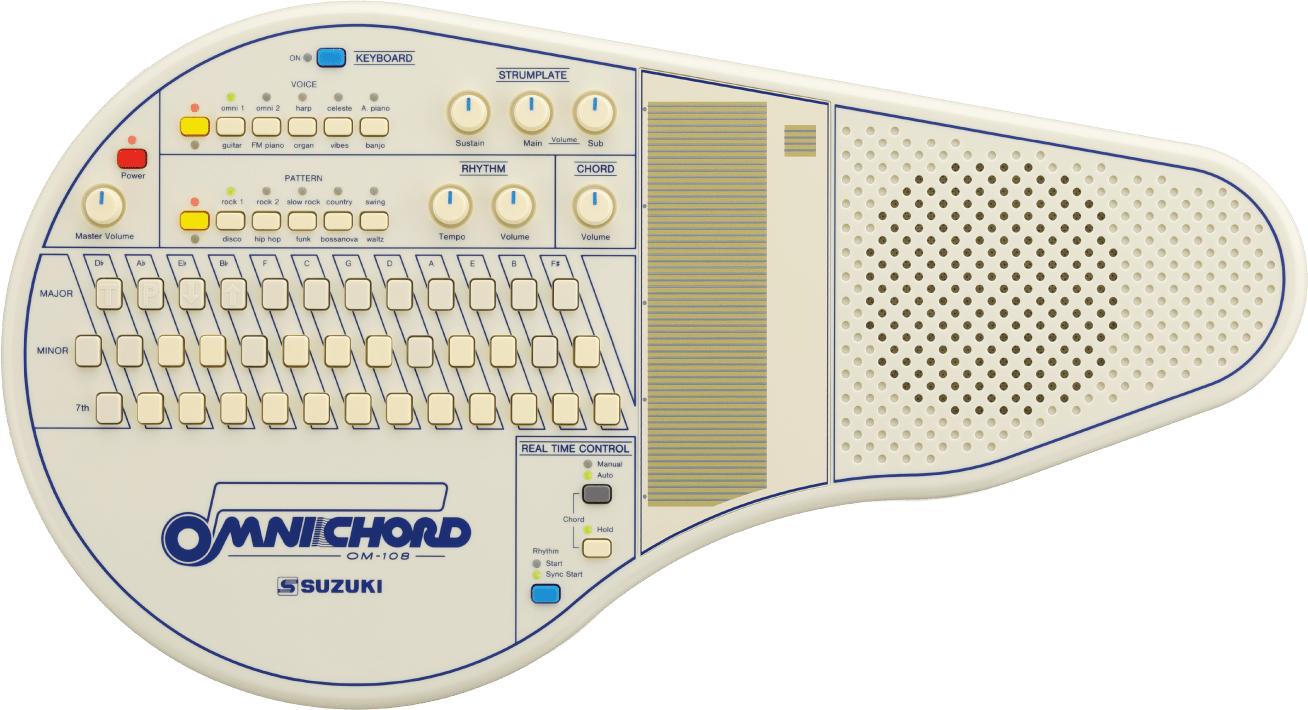 The OM-108 can run on AA batteries, has its own speaker and adds MIDI out capabilities