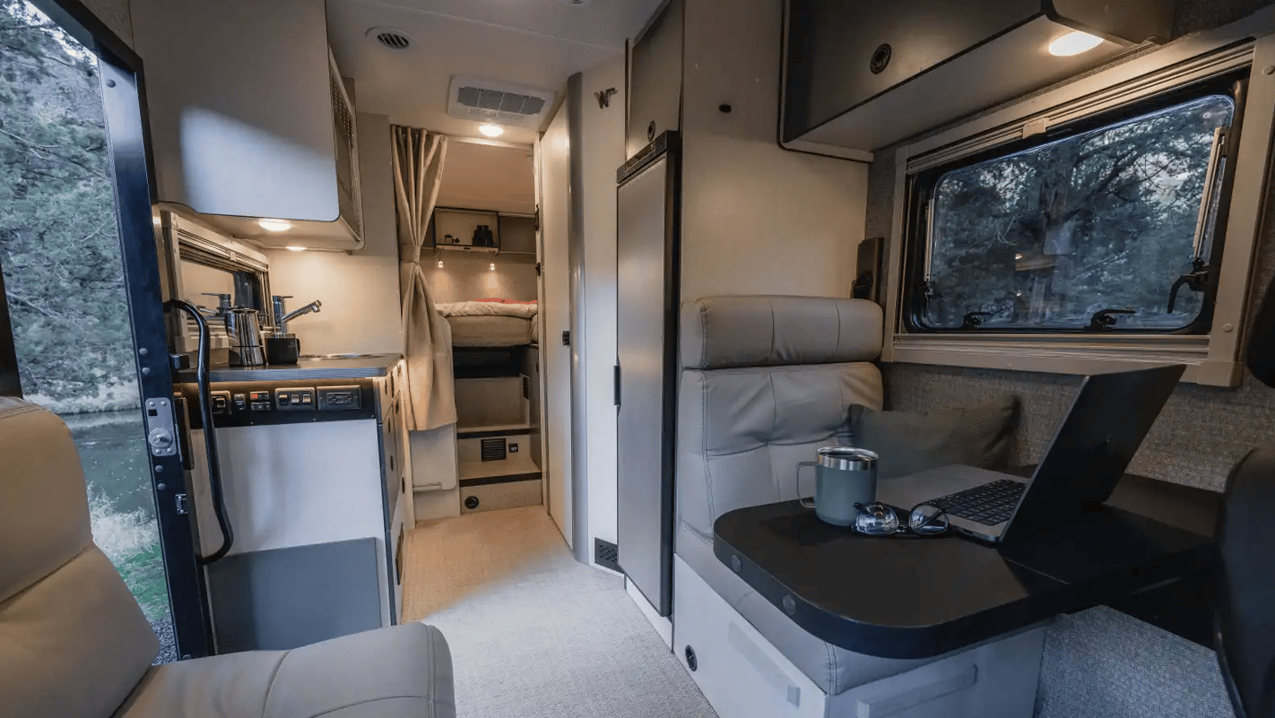The convertible front lounge is a particular benefit for the new Sprinter-based Ekko, adding space, comfort and versatility