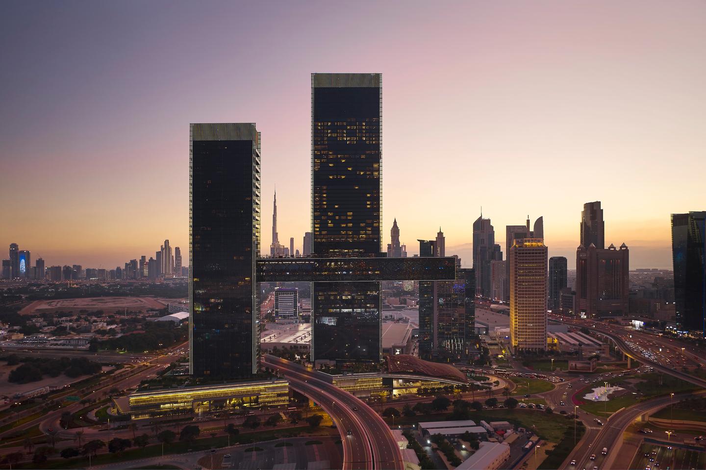 One Za'abeel's horizontal section, the Link, has the world's longest cantilever at 66 m (216 ft)