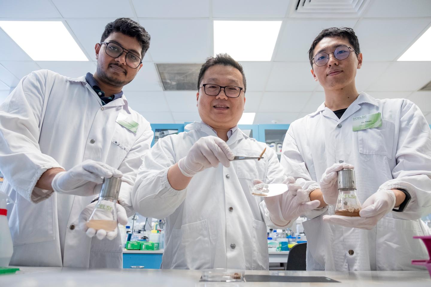 Researchers (from left) Sakcham Bairoliya, Cao Bin and Dr Liu Yinan