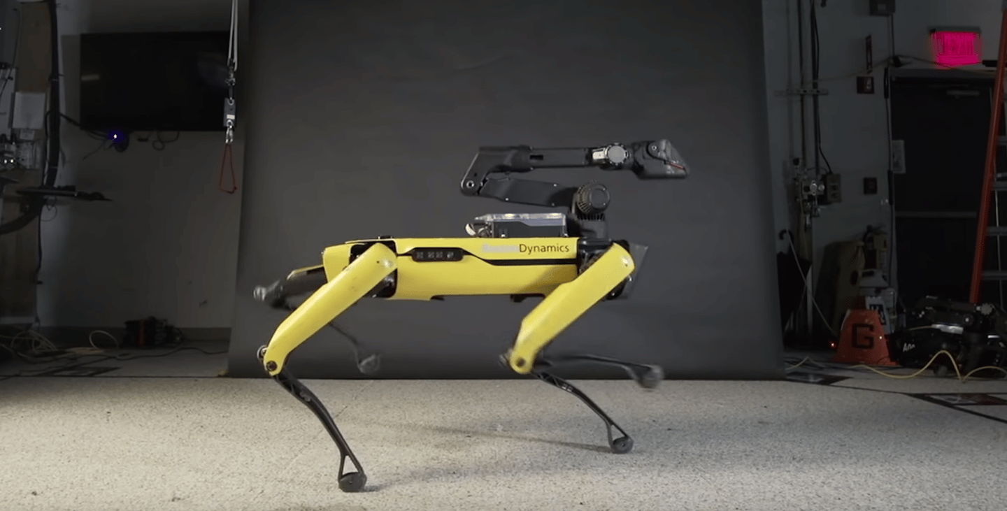 Spot rocking the Boston Dynamics d-floor