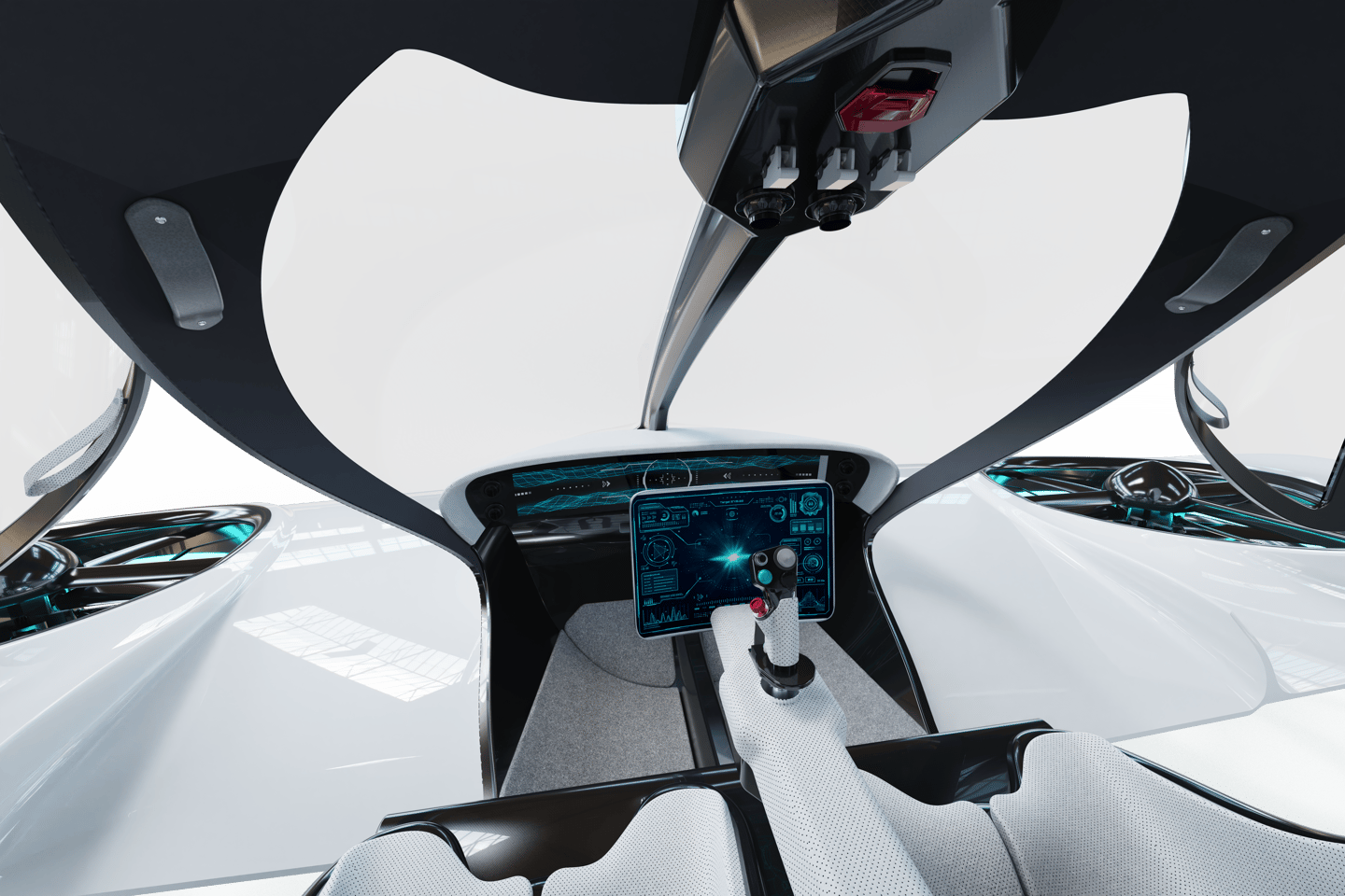 Single joystick and screen allows you to fly the H1X from either seat