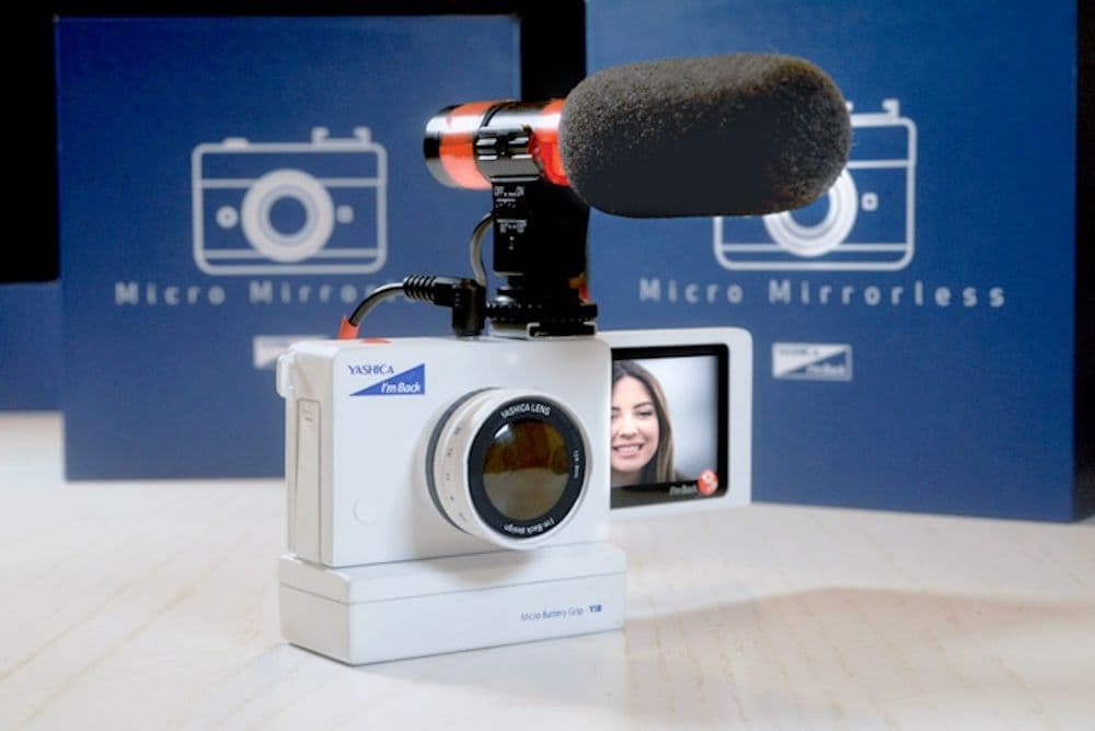 The Yashica/I'm Back Micro Mirrorless features a 2-inch articulating display, and sports an audio input for an external microphone