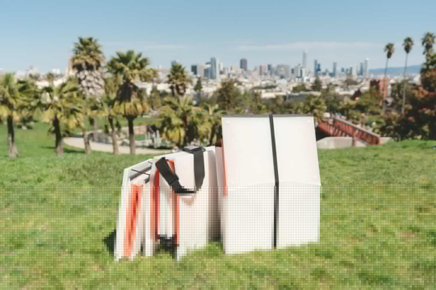 Each Oru Camp piece is a single piece of pre-folded polypropylene that folds into a slim package for easy storing and transport