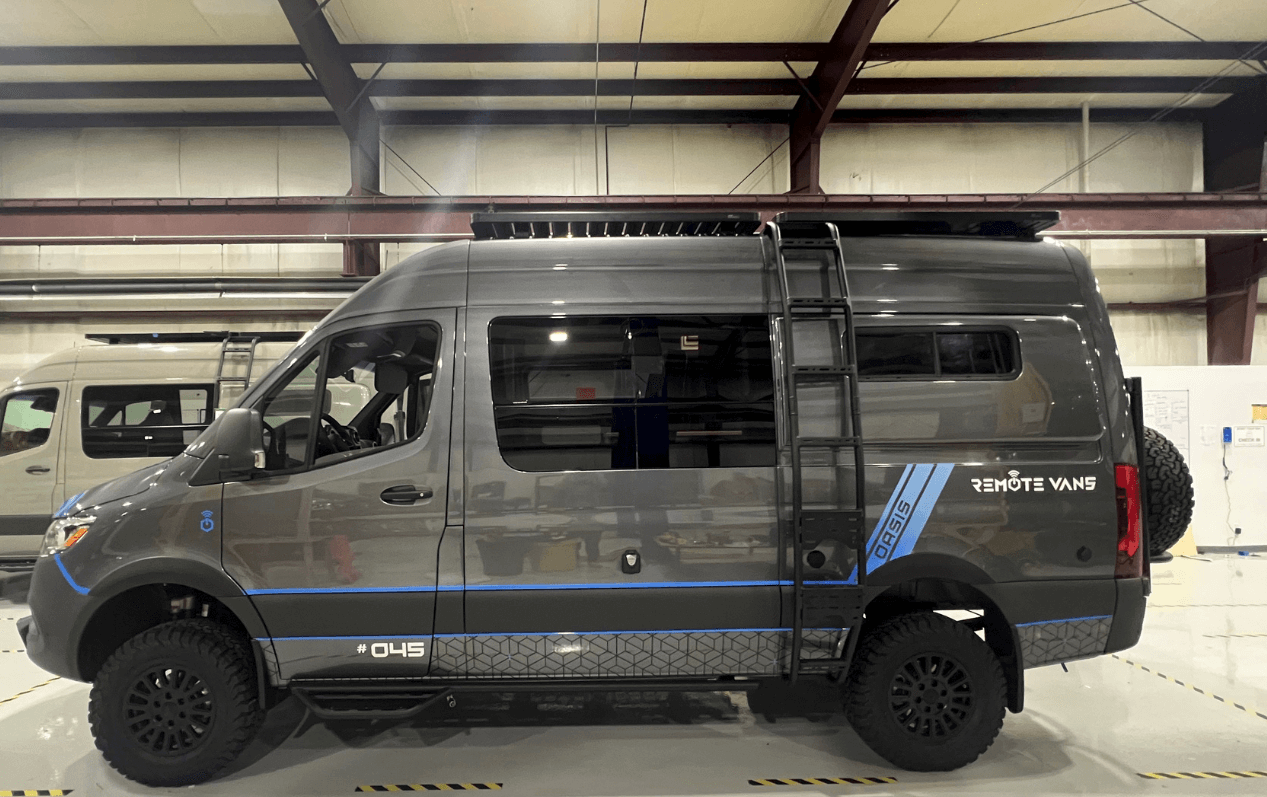 Remote Oasis camper van looking restless in the factory