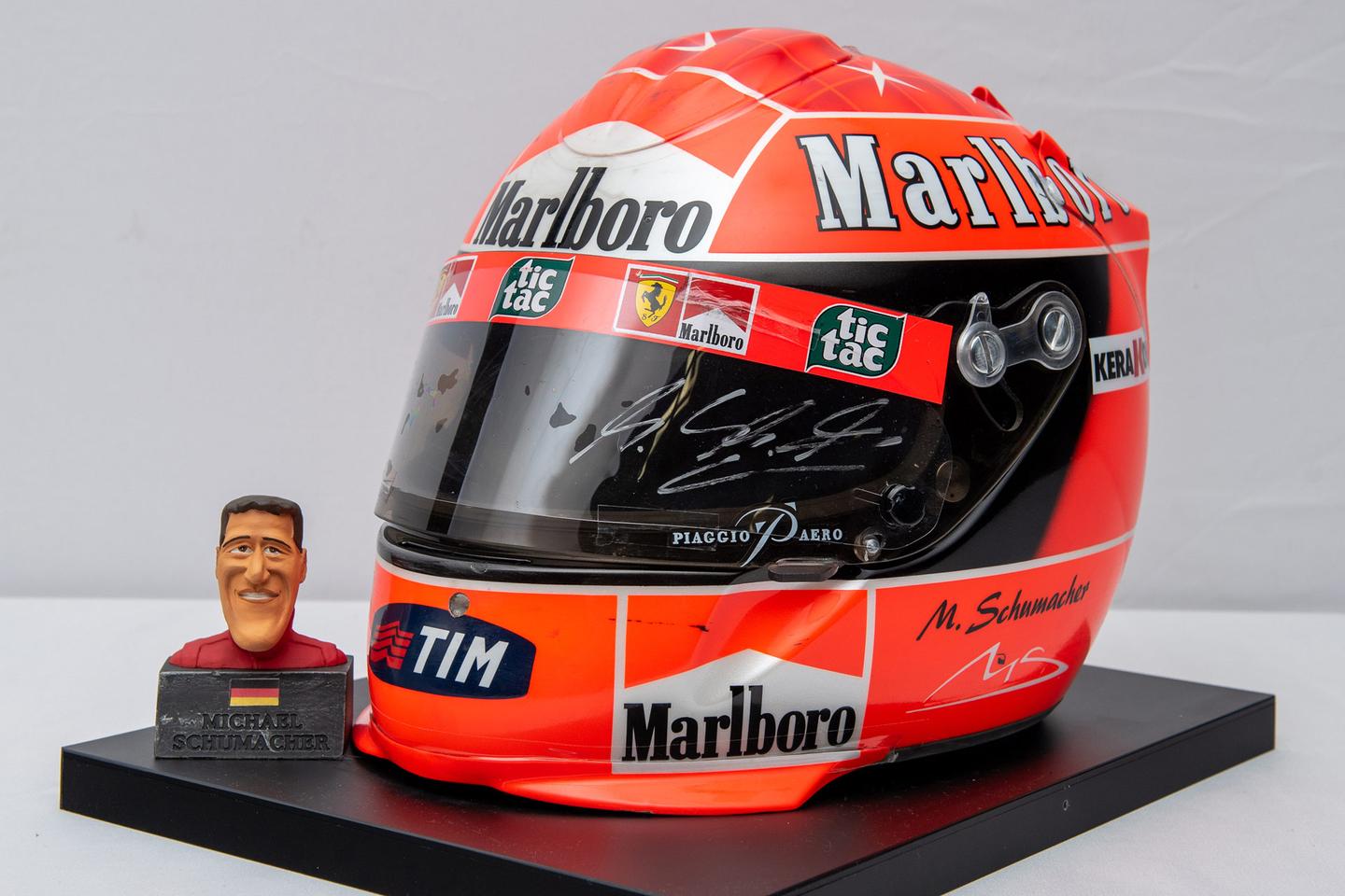 Worn by Michael Schumacher in the first three races of his 2001 Title win, this helmet witnessed three poles, two wins, one fastest lap, and one second place.