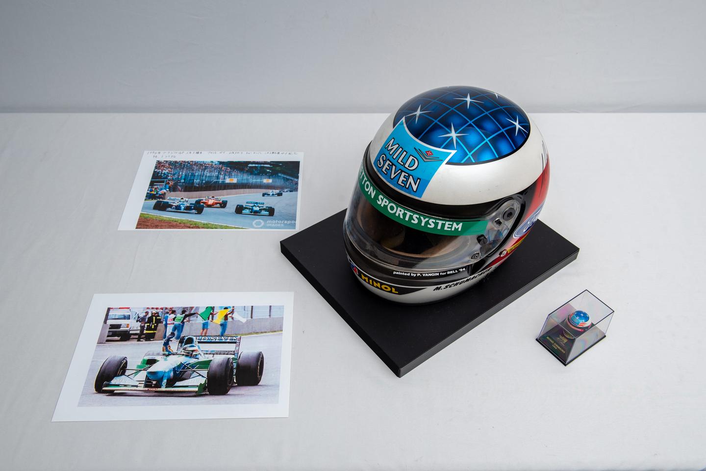 This helmet was primarily worn during Michael Schumacher's first world championship year of 1994 - it was