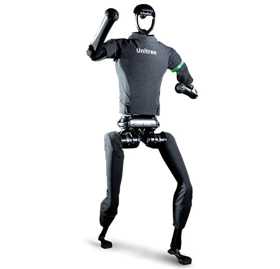 The Unitree H1 stands 1,805 mm tall (71 in), weighs approximately 47 kg (104 lb) and can carry a payload of up to 30 kg (66 lb)