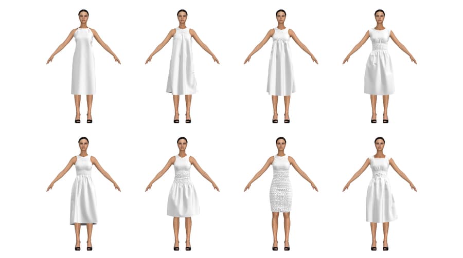 Examples of the different ways in which a single 4D Knit Dress could be custom-modified