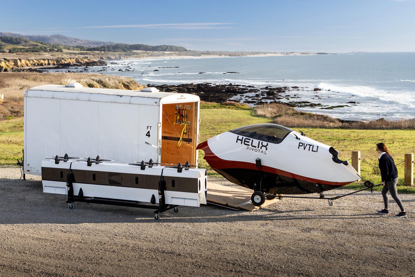 The key to maximizing the capabilities of the Helix is the trailer and cart set-up which only comes with the two more expensive packages (US$240,000 and $260,000 respectively). Unless you have a unique circumstance (e.g. farm, adjacent wilderness) you will probably need the trailer too. Pivotal claims a trailer to sky time of less than 30 minutes, and vice versa.