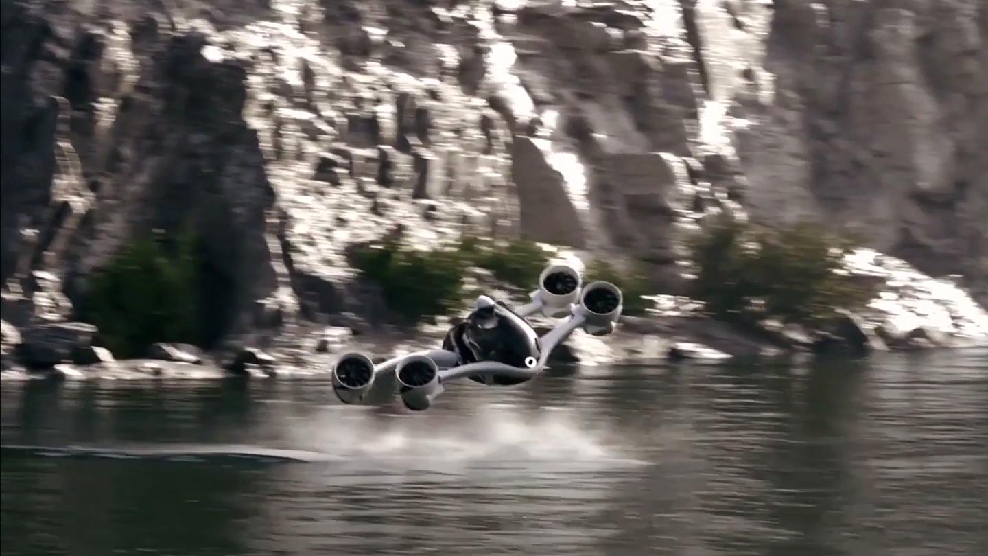 The UDX Airwolf blasting out of a canyon