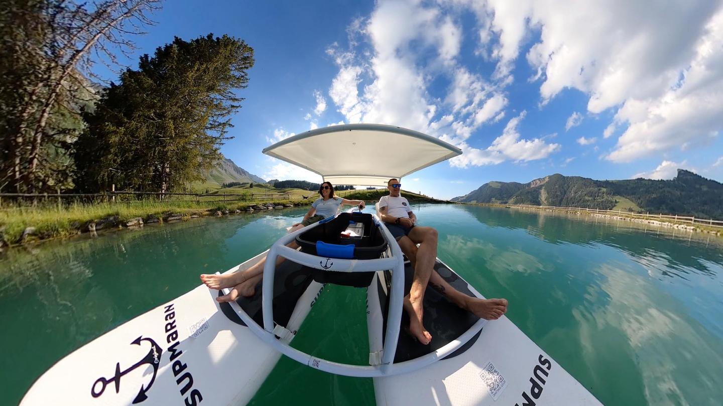The Supmaran is designed for a top motorized speed of 8 km/h (5 mph)