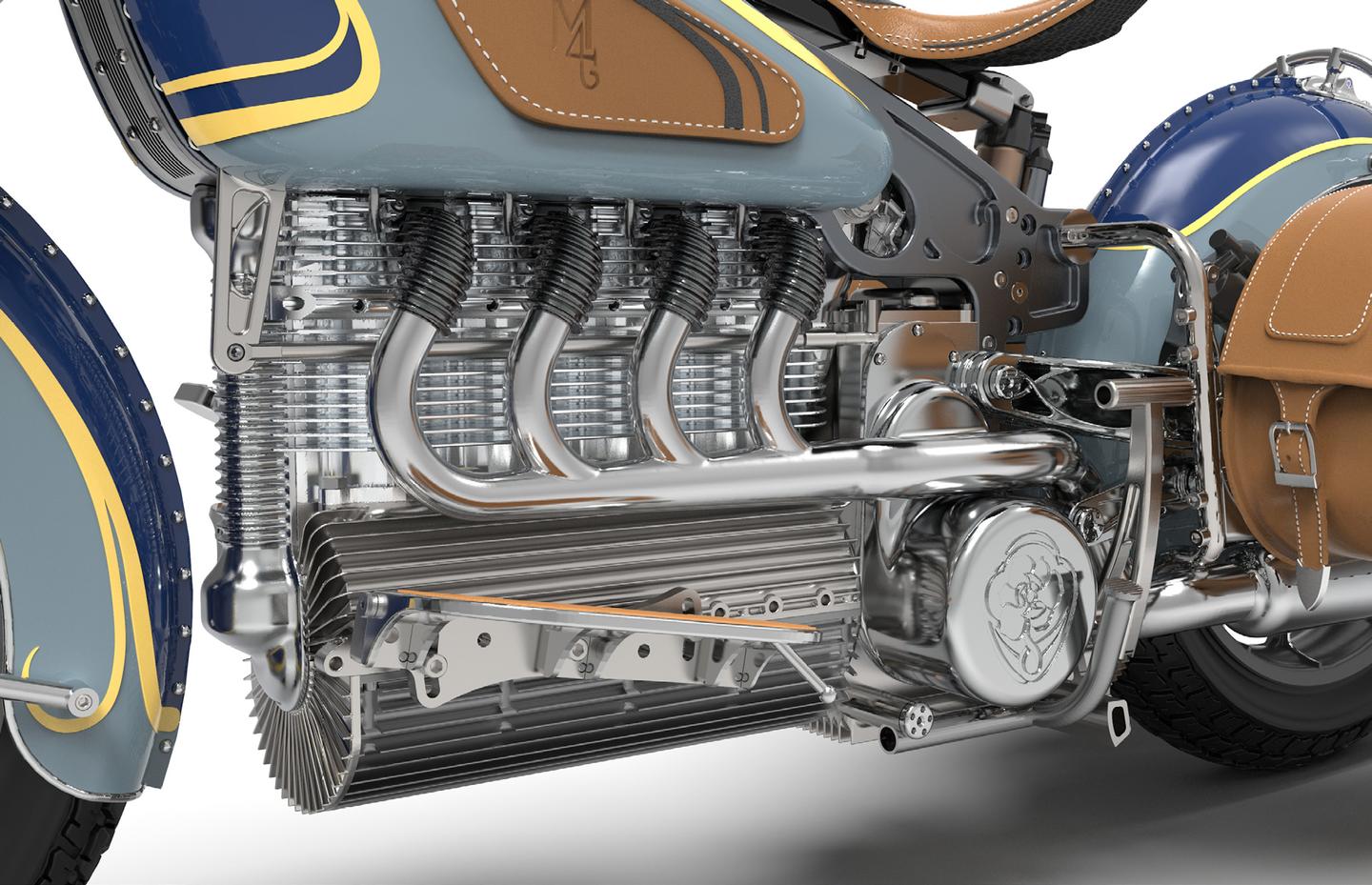 The Magnolia 4 is a 1750cc three-speed modern interpretation of the inline-4 design that once dominated luxury motorcycling in America with brands such as Ace, Pierce, Cleveland, Henderson and Indian producing the finest examples.