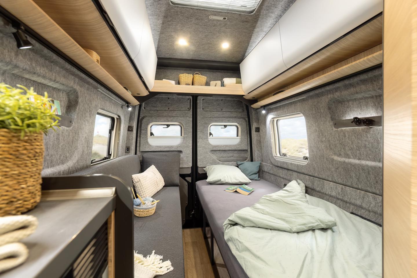 One camper's tired, the other isn't? No problem - each bed can set up individually, leaving one person reading or watching an iPad on the sofa, the other sleeping comfortably