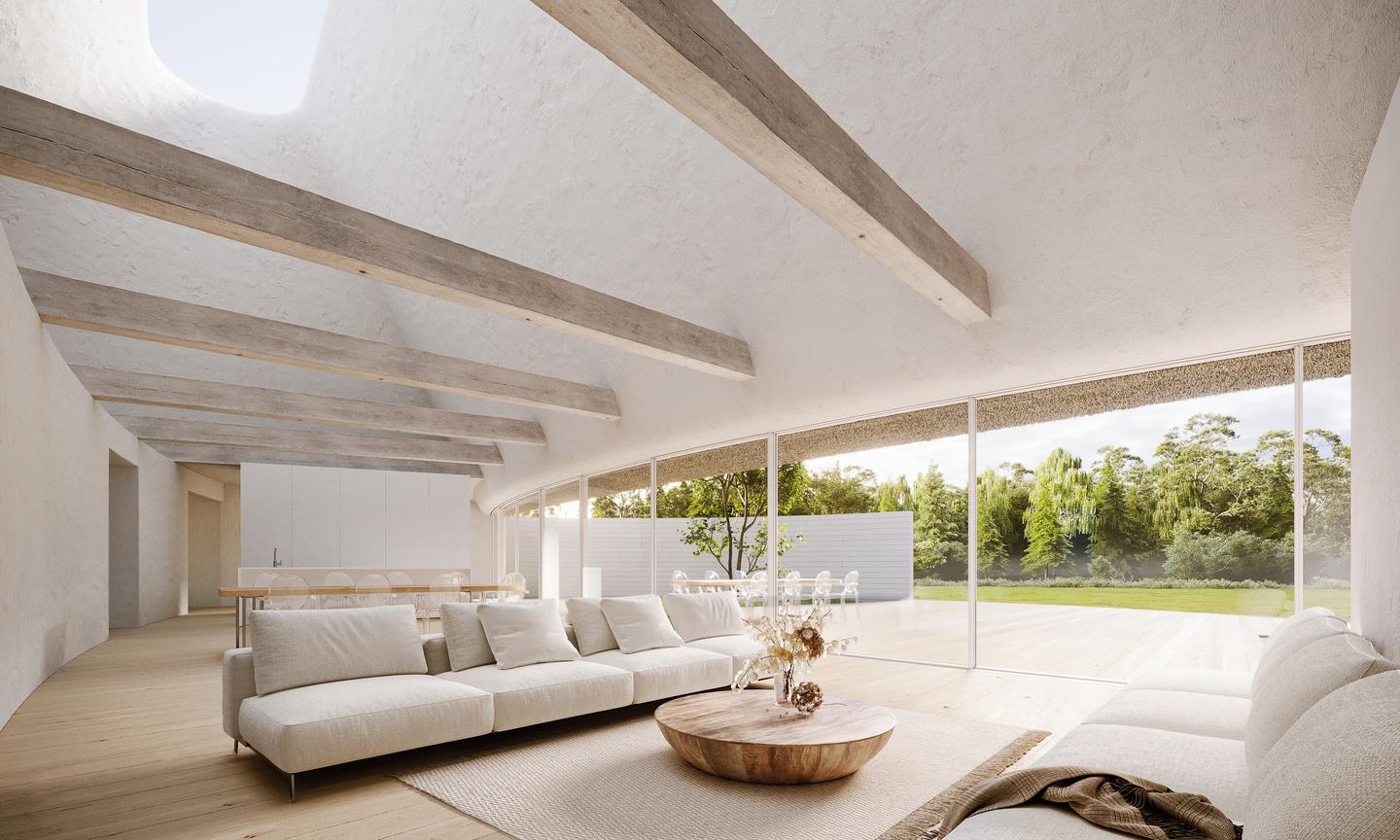Open House's walls can be partially closed if preferred, to offer a little privacy while maintaining its openness