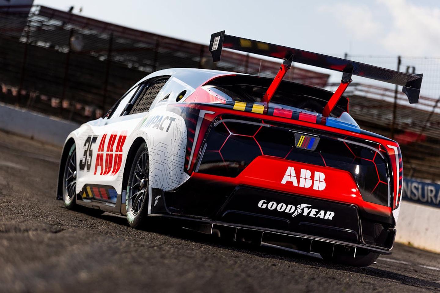 The all-wheel-drive ABB NASCAR EV prototype features three electric motors that combine for 1,000 kW of peak output, along with a 78-kW battery pack