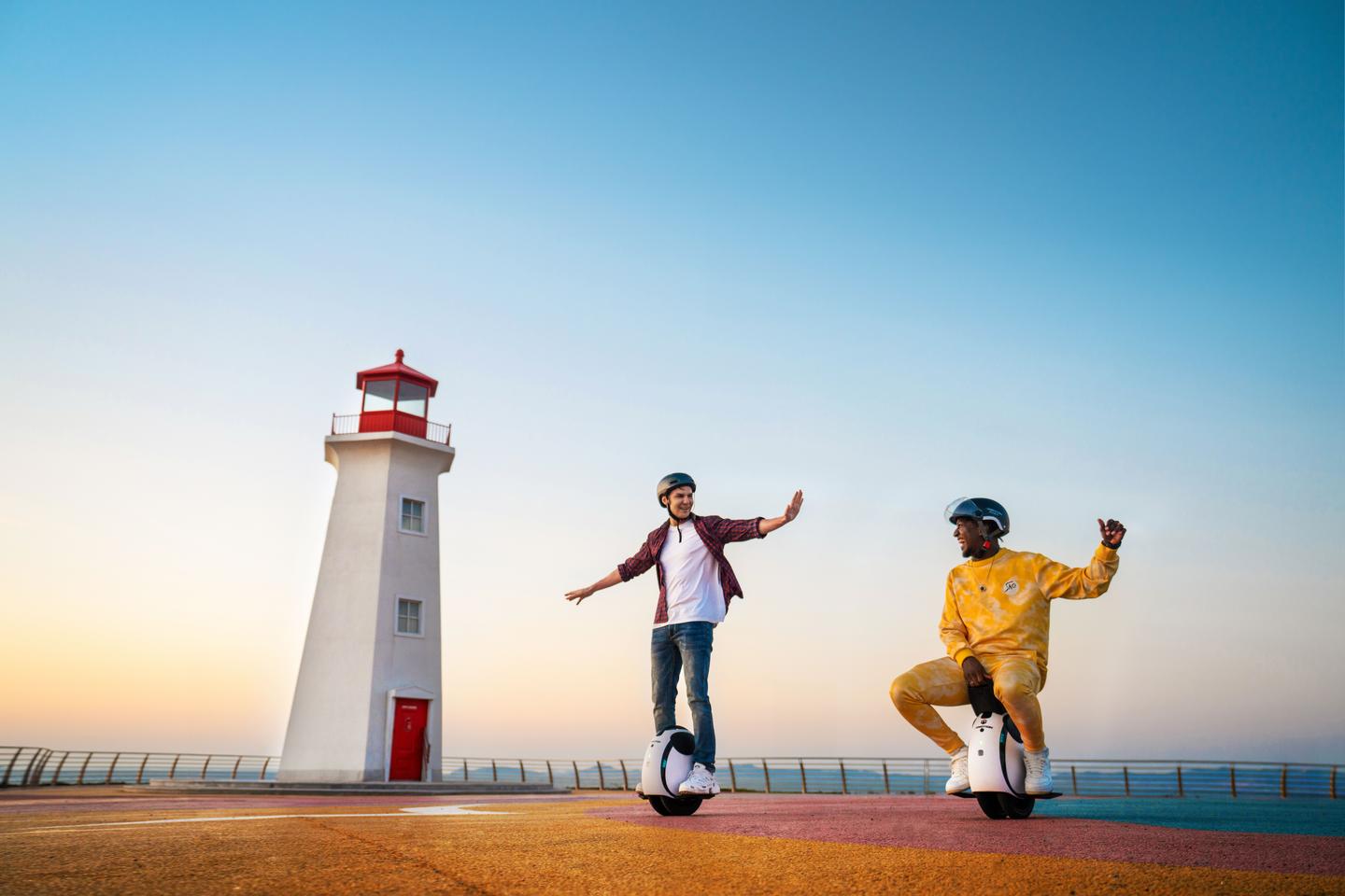 Riders can sit to build confidence, and then ride up for a standing glide