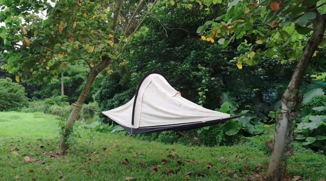 The Wind Anchor isn't a hammock independently, but it's designed to work with a standard hammock to bring camping up into the trees