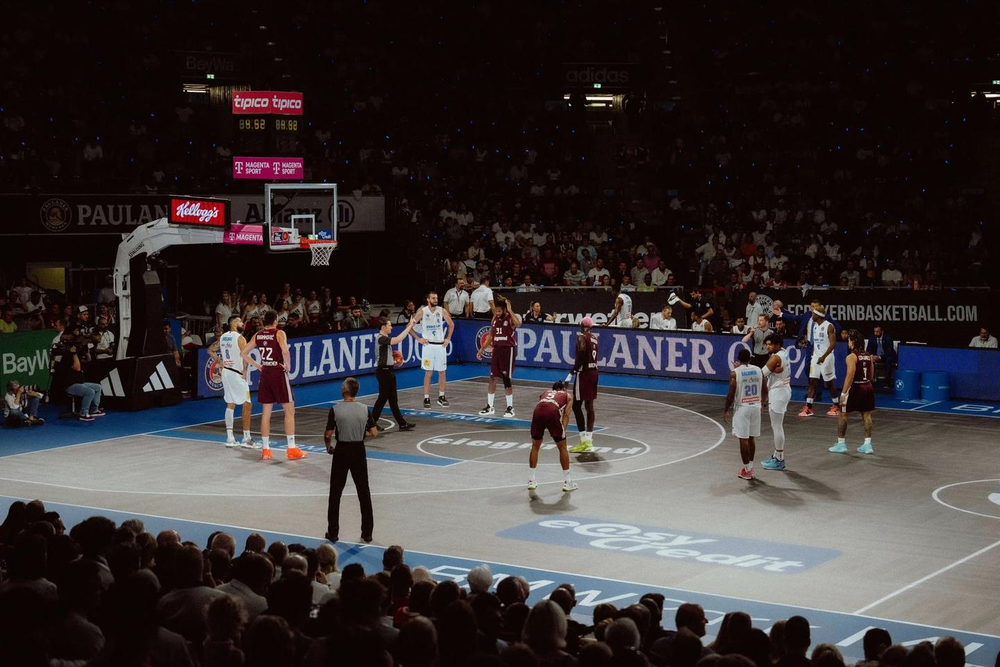 The floor displays the standard court markings while the game is in progress