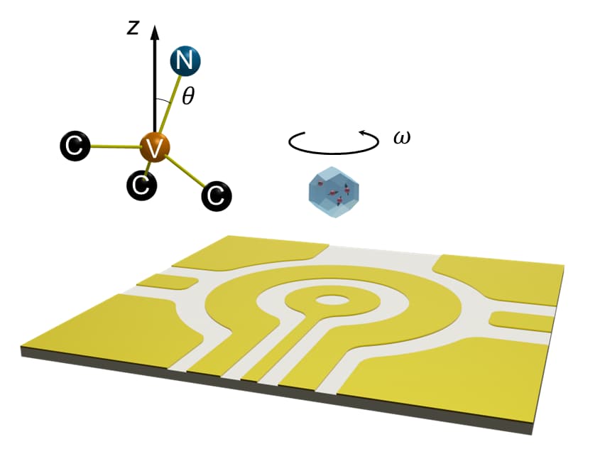 An illustration of the surface ion trap that helped levitate nanodiamonds.