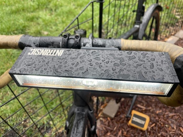 The Light Rail is water-resistant, and can be quickly installed and removed from the bike via an included handlebar mount