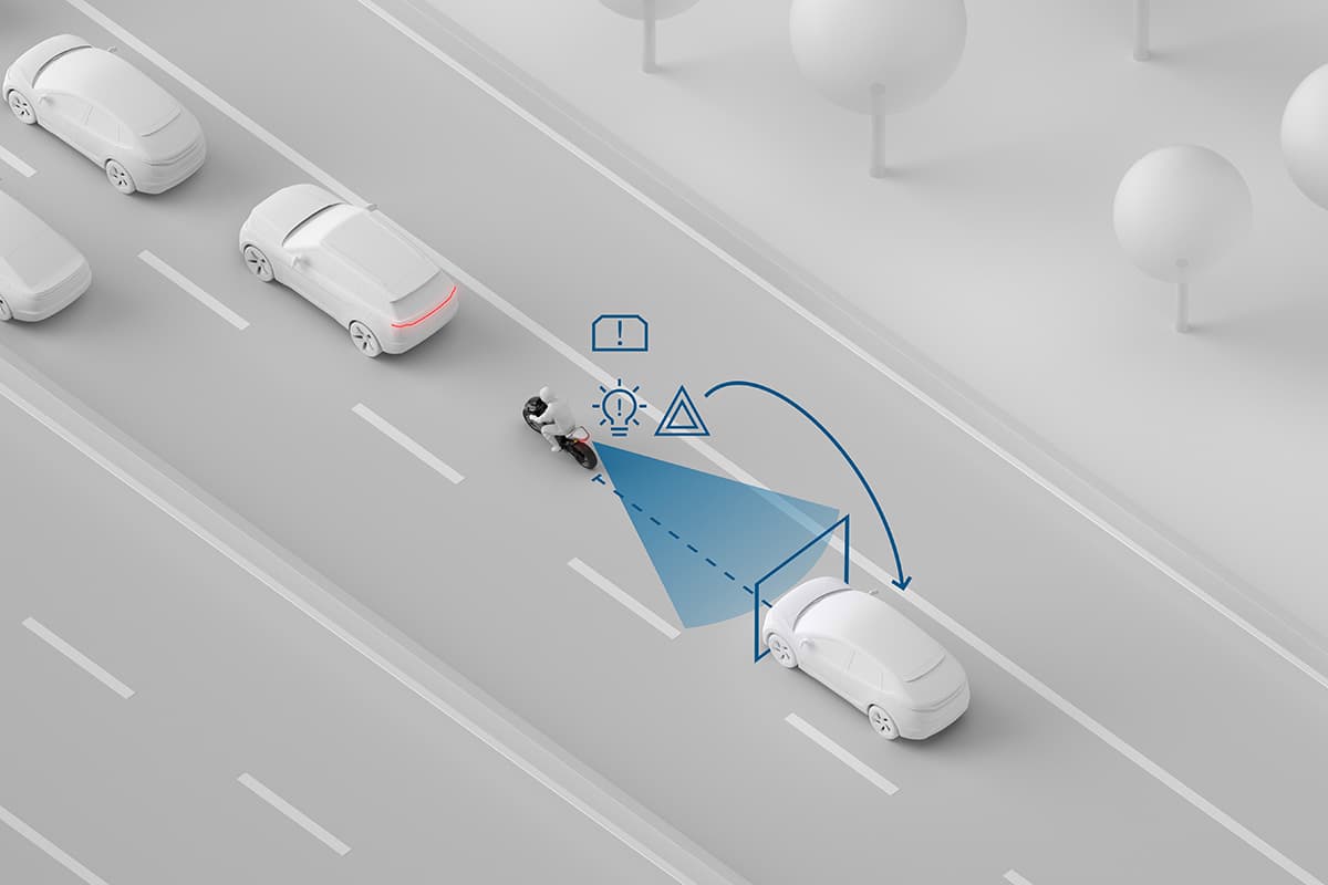 Rear collision warning flicks on hazard lights to let a driver behind you know they're getting too close