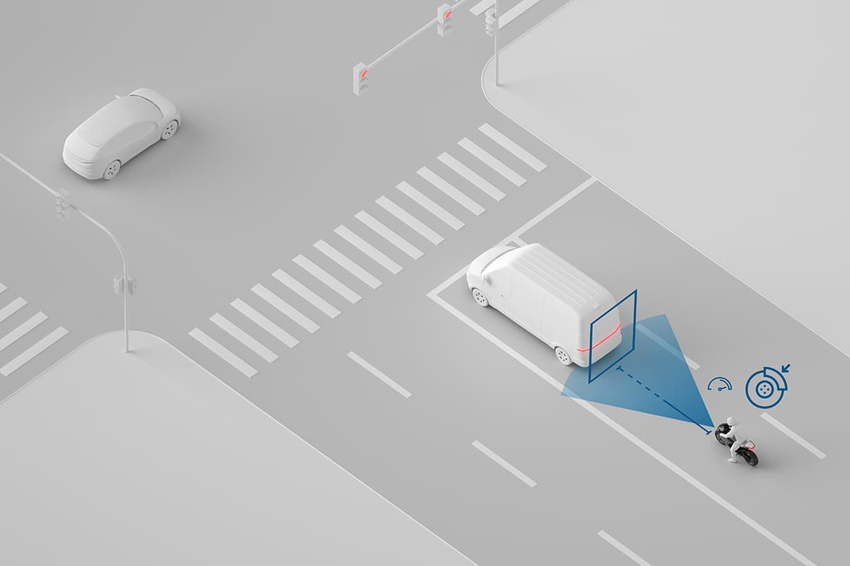 Next-gen adaptive cruise control can gradually slow your bike down or even bring you to a complete halt safely