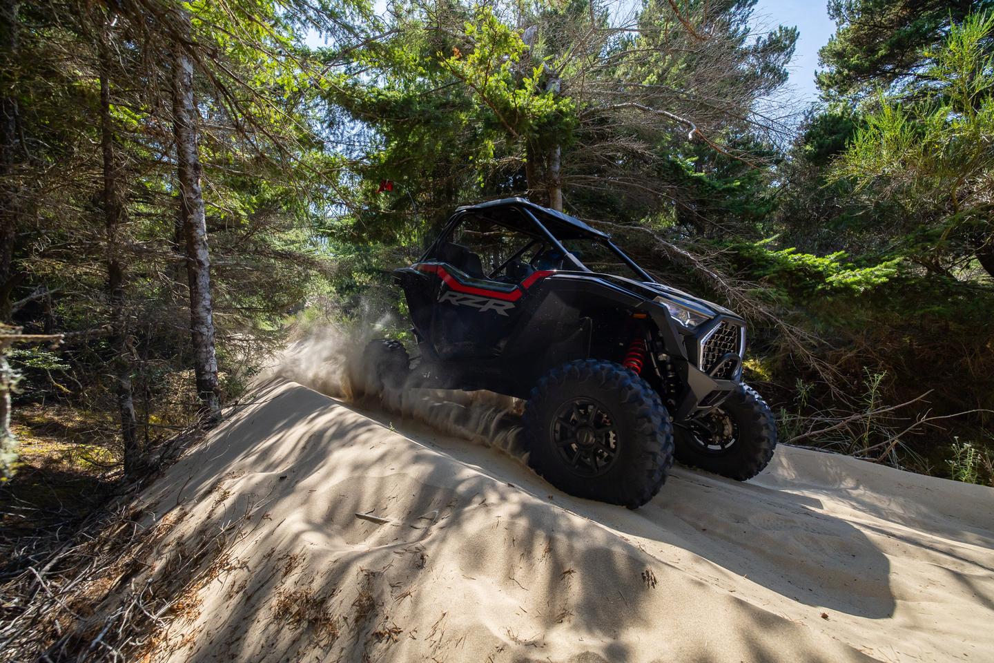 The 2025 Polaris RZR Pro XP's thinner track is better suited to more technical trails