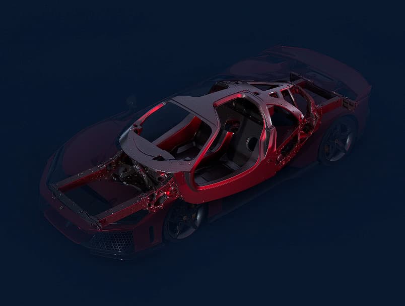 The F80's chassis is made of carbon fiber and aluminum to keep weight down to a minimum