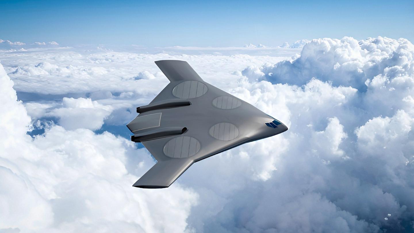 A full-size 130-ft wingspan aircraft would run four lift fans embedded in the wings