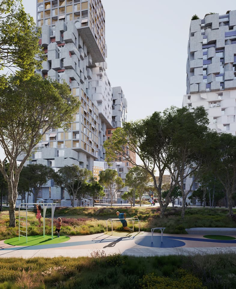 Hora Vertikale will feature significant landscaping, including a park area surrounding it and greenery on the buildings