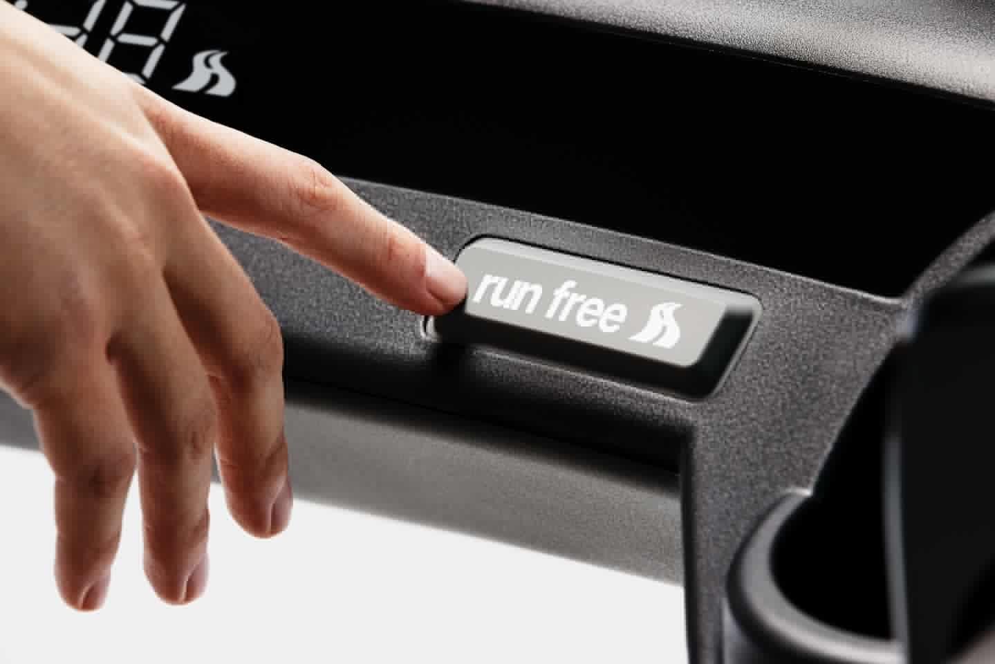 RunFree mode is engaged via the push of a button