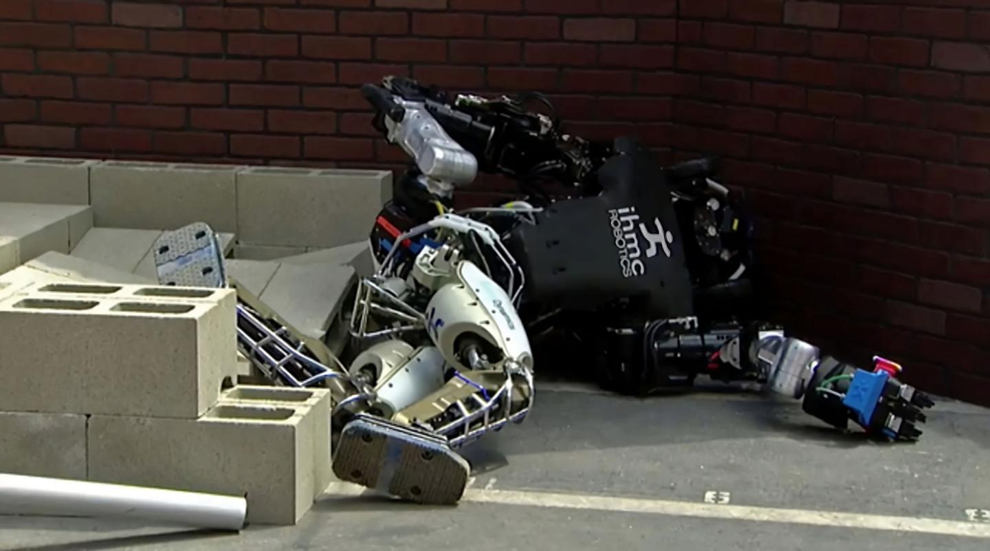 Sleepy robot during the 2015 DARPA competition for advanced robotics
