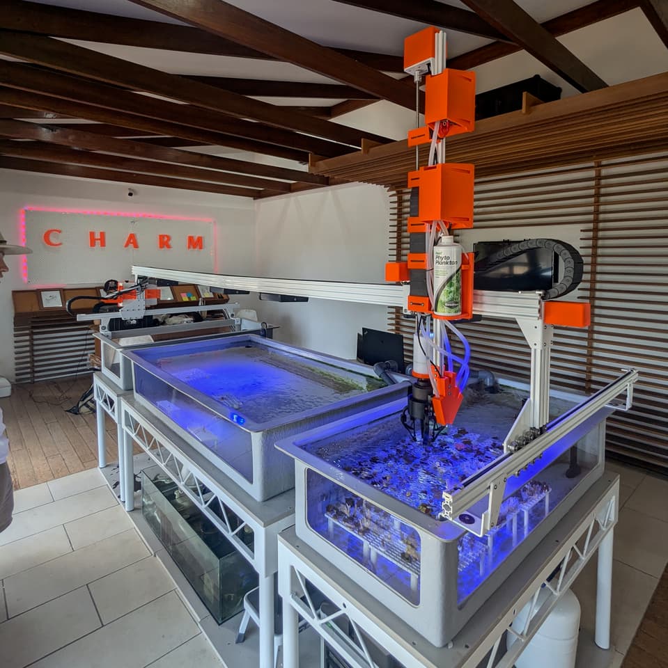 The CHARM robot using its new hand at the Beyond Coral Foundation's coral nursery on Magnetic Island